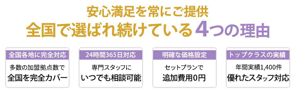 安心満足を常にご提供！全国で選ばれ続けている4つの理由