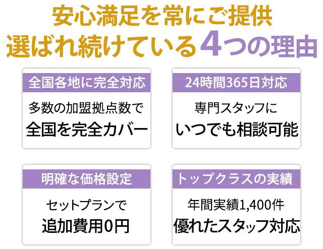 安心満足を常にご提供！全国で選ばれ続けている4つの理由